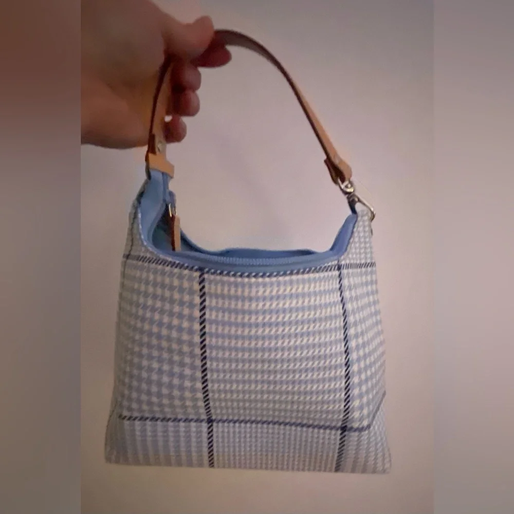 Small Lauren Ralph Lauren Hobo Plaid Blue Handbag - Picture 9 of 14